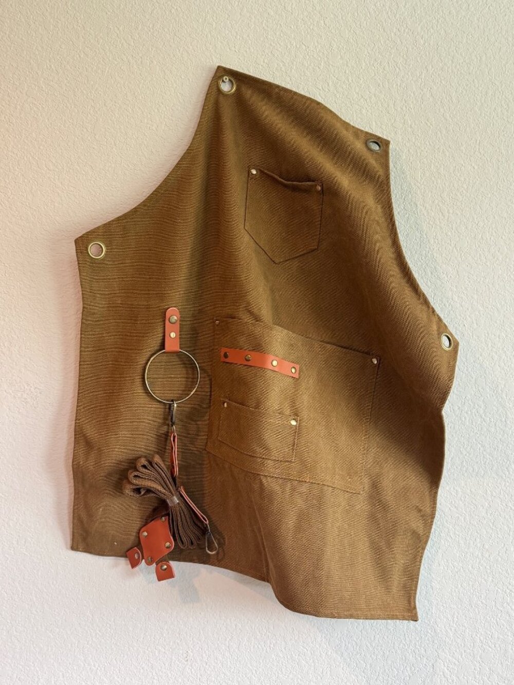 Canvas Gardening Or Work Apron w Straps Pockets & Tool Holder Durable Brown NEW